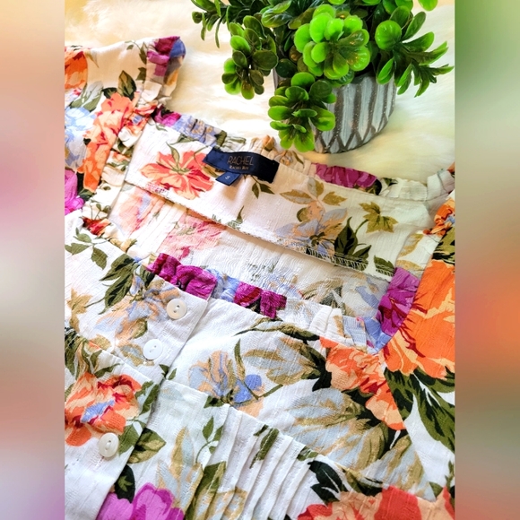 Rachel Roy | Women's Floral Square Neck Button Up Blouse | Size Small - Picture 13 of 15